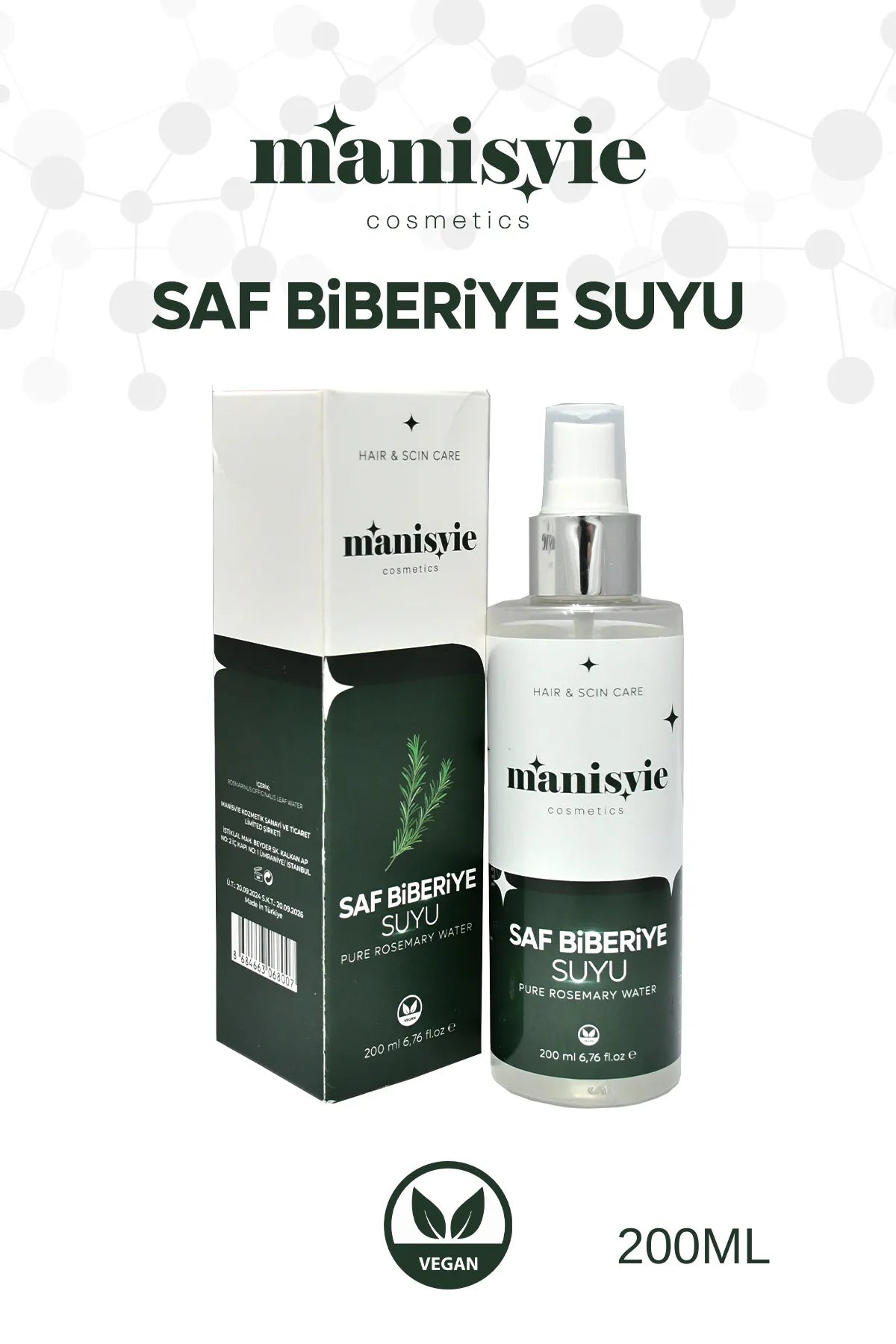 Saf Biberiye Suyu %100 Doğal Saç Güçlendirici ve Dökülme Önleyici Tonik
